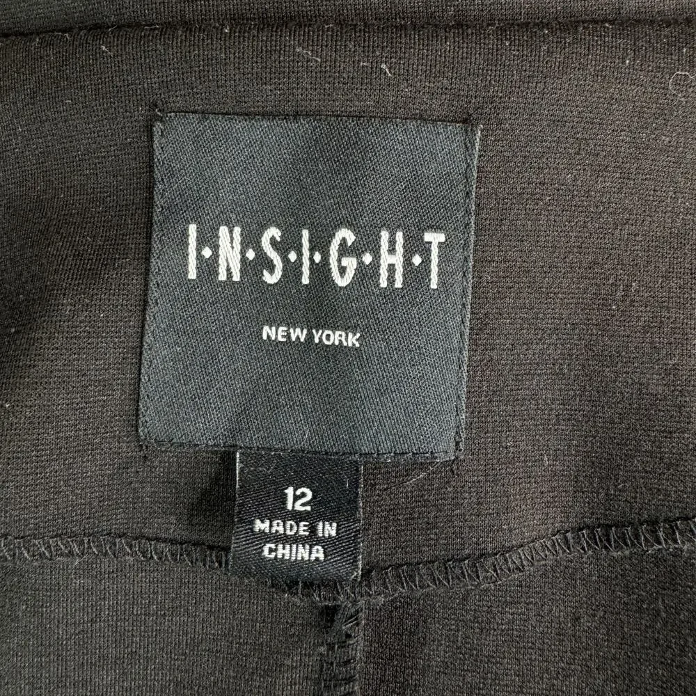 Insight New York Cowl Neck Ponte Knit Swing Coat Jacket Black Mid-Length  12